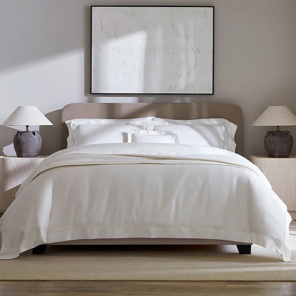 SFERRA Fiona White Duvet Cover Twin Size Sateen 100% Long-Staple Cotton $351 - Picture 1 of 9